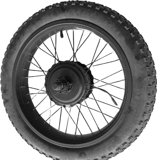 Electric Motor & Wheel Assembly - 20x4.0, 48V, 500W Fat Motor, SHOK Scooters Fusion