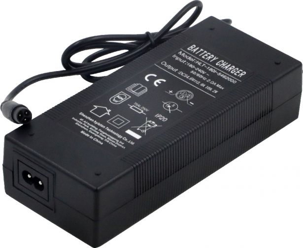 Charger - 48V, 2A, Lithium Ion, DC2.1, UL/ULC, SHOK Motors Fusion, Atomik, Pulsar, Excursion