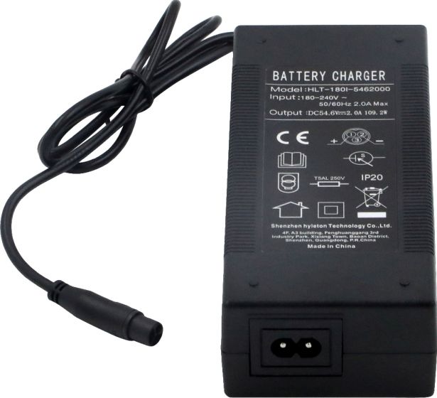 Charger - 48V, 2A, Lithium Ion, DC2.1, UL/ULC, SHOK Motors Fusion, Atomik, Pulsar, Excursion