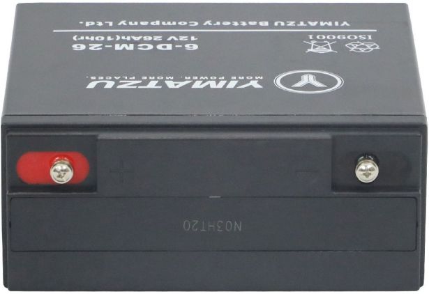 Battery - EV12026-1 / 6-DCM-26 / 6-DZM-26 / 6-FM-26, AGM, 12V 28Ah, Yimatzu, Threaded Terminals