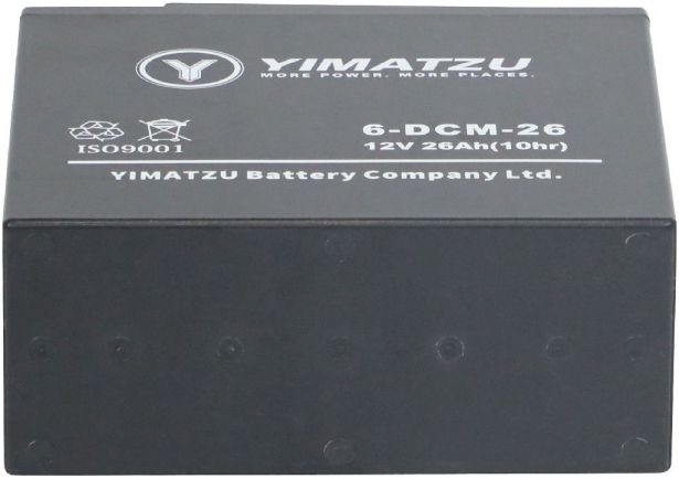 Battery - EV12026-1 / 6-DCM-26 / 6-DZM-26 / 6-FM-26, AGM, 12V 28Ah, Yimatzu, Threaded Terminals