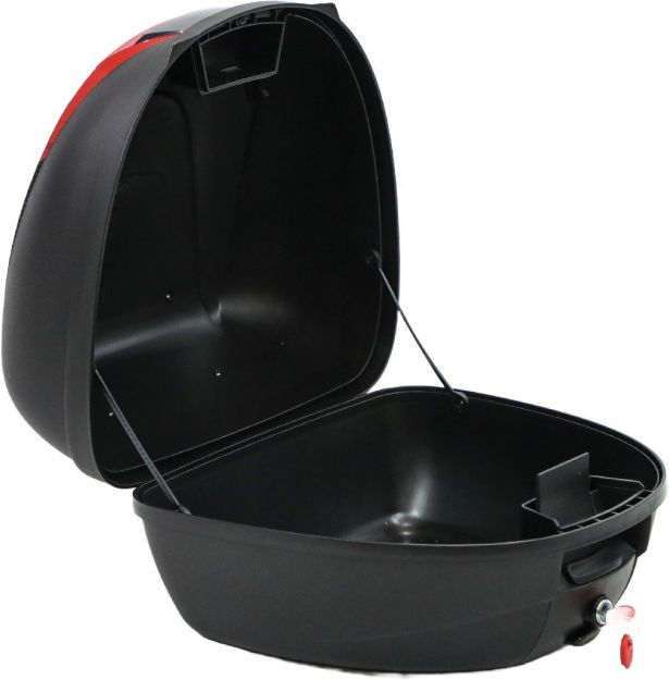 Tail Storage Box - 34L Black Rounded Motorcycle & Scooter Trunk, PHX Gen2, Quick Release, Backrest