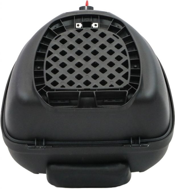 Tail Storage Box - 34L Black Rounded Motorcycle & Scooter Trunk, PHX Gen2, Quick Release, Backrest