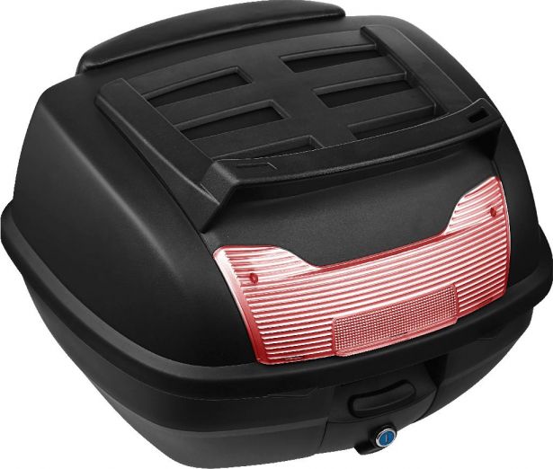 Tail Storage Box - 40L Black Rounded Motorcycle & Scooter Trunk, PHX Gen2, Quick Release, Backrest