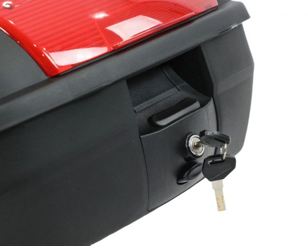 Tail Storage Box - 40L Black Rounded Motorcycle & Scooter Trunk, PHX Gen2, Quick Release, Backrest