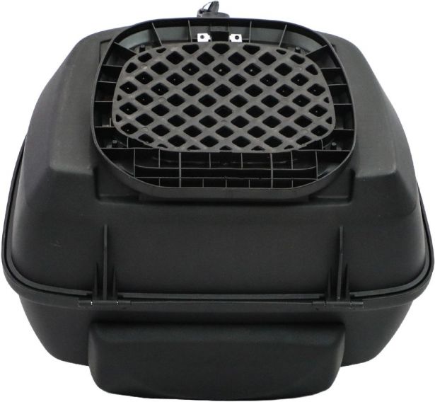 Tail Storage Box - 40L Black Rounded Motorcycle & Scooter Trunk, PHX Gen2, Quick Release, Backrest