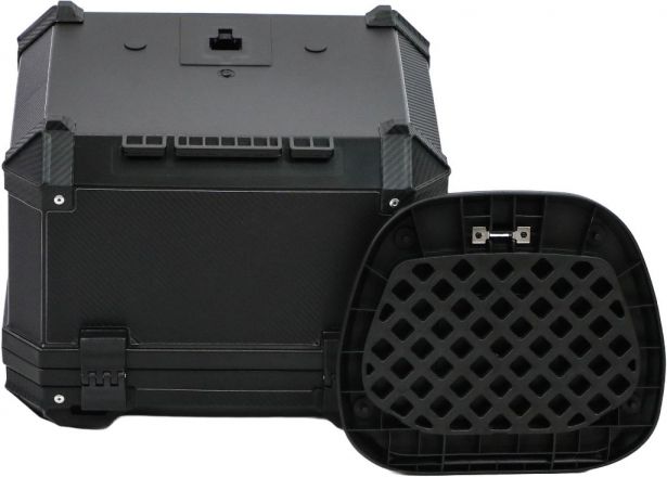 Tail Storage Box - 45L Carbon Motorcycle & Scooter Trunk, PHX Gen2, Quick Release, Dual Backrest, Corner Reflectors