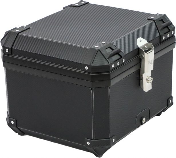 Tail Storage Box - 57L Carbon Motorcycle & Scooter Trunk, PHX Gen2, Quick Release, Dual Backrest, Corner Reflectors