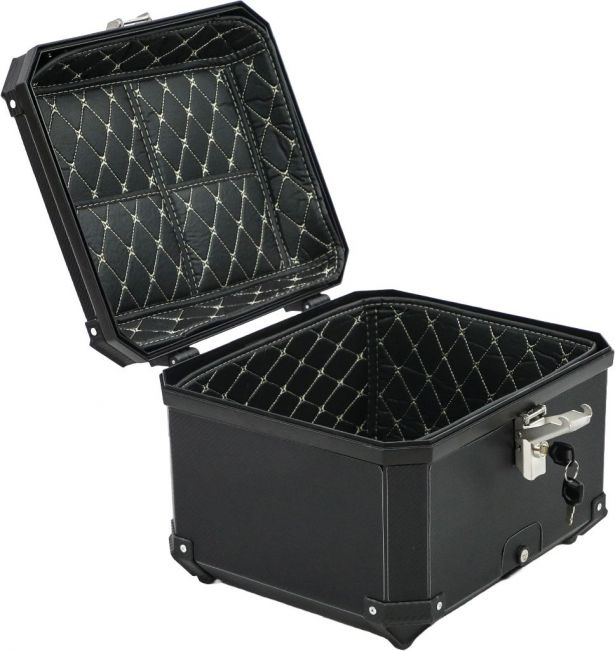 Tail Storage Box - 57L Carbon Motorcycle & Scooter Trunk, PHX Gen2, Quick Release, Dual Backrest, Corner Reflectors