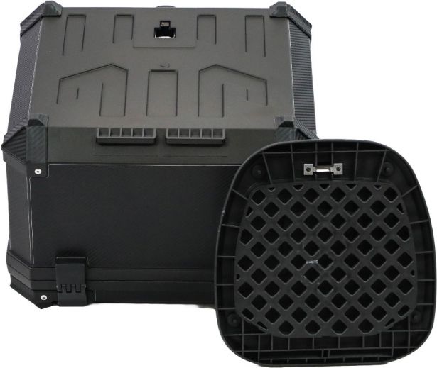 Tail Storage Box - 57L Carbon Motorcycle & Scooter Trunk, PHX Gen2, Quick Release, Dual Backrest, Corner Reflectors