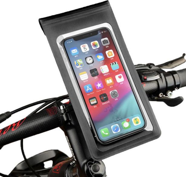 Touchscreen Cell Phone Mount - Mobile Phone Holder, Up to 6 Inch Devices, Black, Pouch & Ratchet Strap