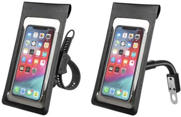 Touchscreen Cell Phone Mount - Mobile Phone Holder, Up to 6 Inch Devices, Black, Pouch & Ratchet Strap