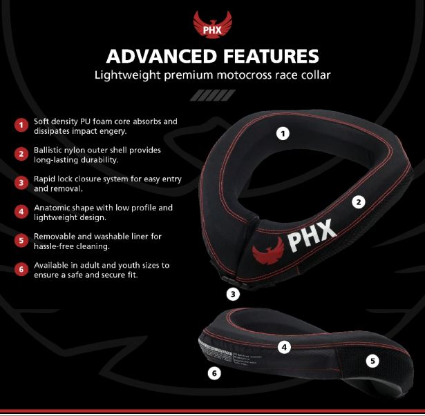 PHX Helios - Surge Neck Brace, Youth, Black