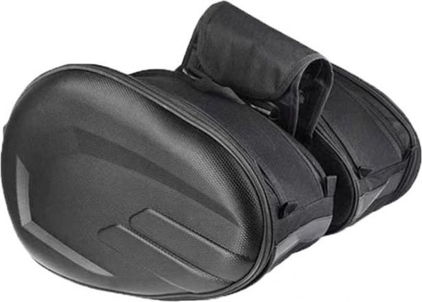 Tail Saddlebags - Motorcycle/Scooter Tail Bags, Hard Shell, 58L Expandable, Waterproof, Black