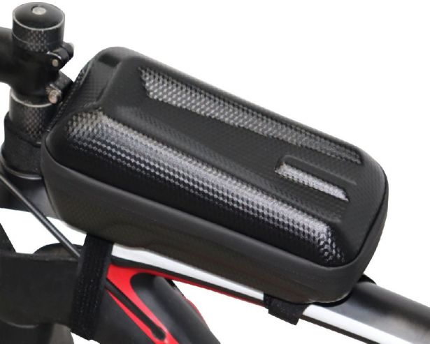 Front Tube Bag - Ebike / Bicycle Front Frame Bag, Universal Mount, Black & Carbon