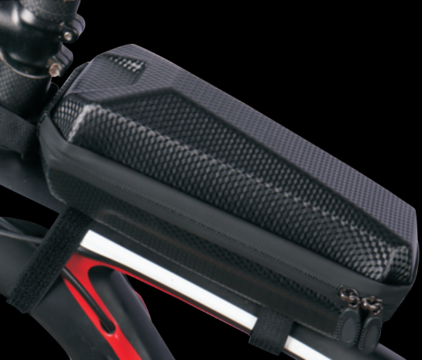 Front Tube Bag - Ebike / Bicycle Front Frame Bag, Universal Mount, Black & Carbon