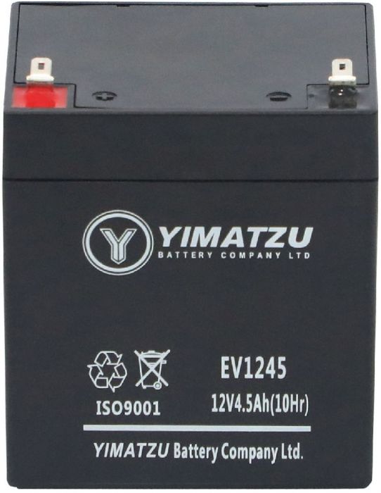 Battery - EV1245, 12V 4.5AH, Yimatzu, T1 Terminals