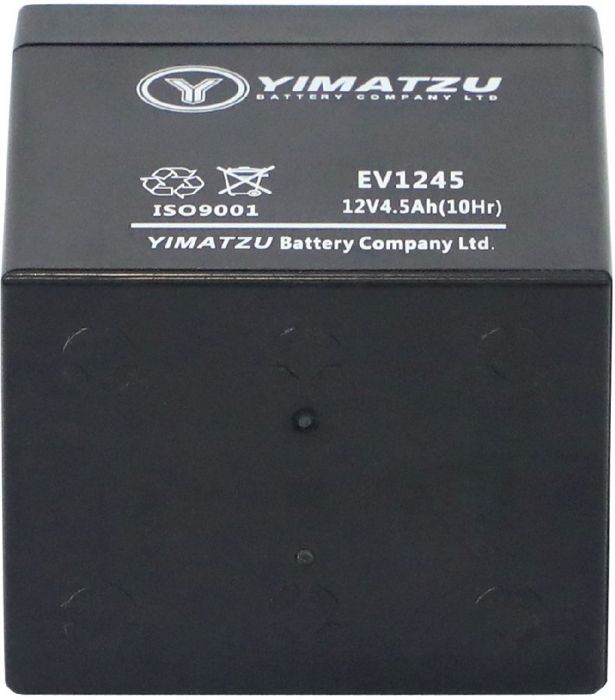 Battery - EV1245, 12V 4.5AH, Yimatzu, T1 Terminals