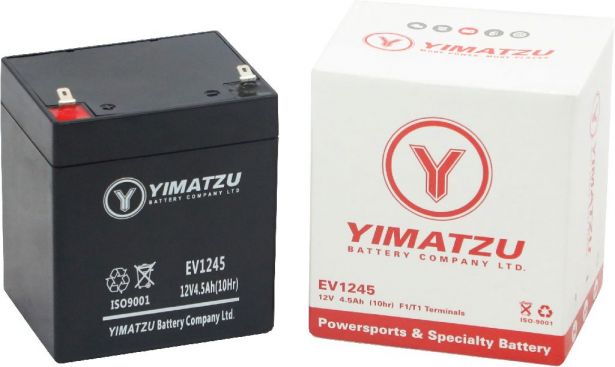 Battery - EV1245, 12V 4.5AH, Yimatzu, T1 Terminals