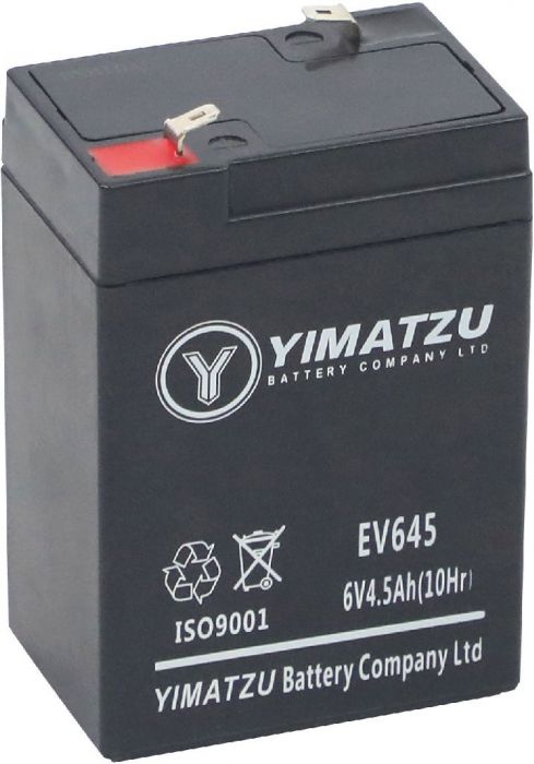 Battery - EV645, 6V 4.5AH, Yimatzu, T1 Terminals