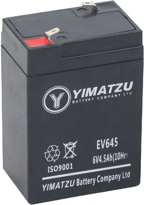 Battery - EV645, 6V 4.5AH, Yimatzu, T1 Terminals