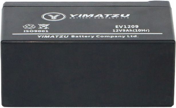 Battery - EV1209, 12V 9.0AH, Yimatzu, T2 Terminals