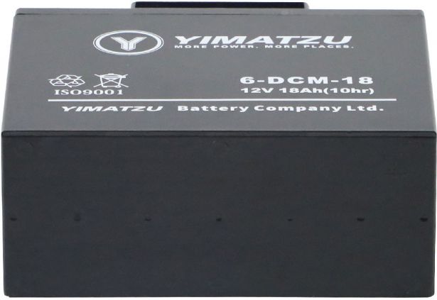 Battery - EV12180 / 6-DCM-18 / 6-DZM-18 / 6-FM-18, AGM, 12V 18Ah, Yimatzu, Nut & Bolt Terminals