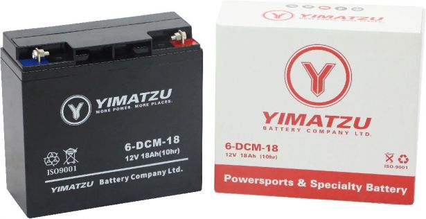 Battery - EV12180 / 6-DCM-18 / 6-DZM-18 / 6-FM-18, AGM, 12V 18Ah, Yimatzu, Nut & Bolt Terminals