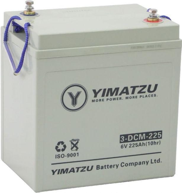 Battery - EV6225 / 3-DCM-225 / 3-DZM-225 / 3-FM-225, Group GC2, AGM, 6V 238Ah, Yimatzu, Threaded Terminals
