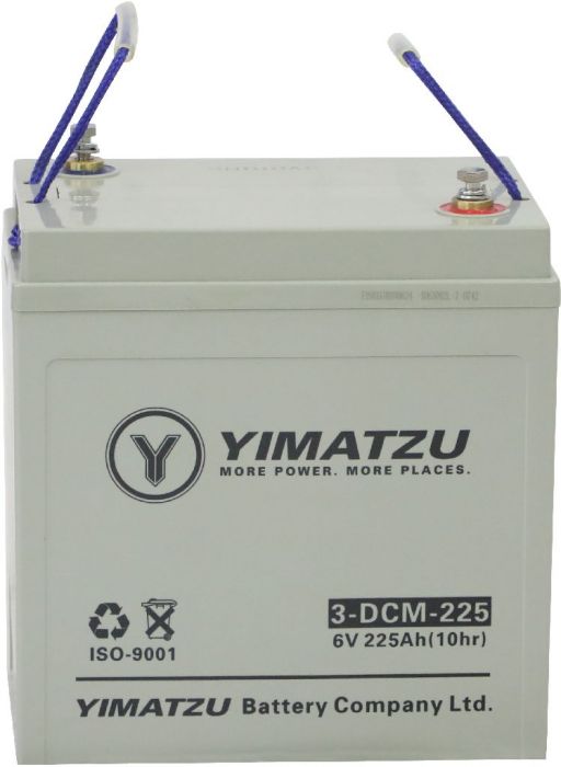 Battery - EV6225 / 3-DCM-225 / 3-DZM-225 / 3-FM-225, AGM, 6V 225Ah, Yimatzu, Threaded Terminals