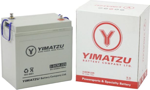 Battery - EV6225 / 3-DCM-225 / 3-DZM-225 / 3-FM-225, AGM, 6V 225Ah, Yimatzu, Threaded Terminals