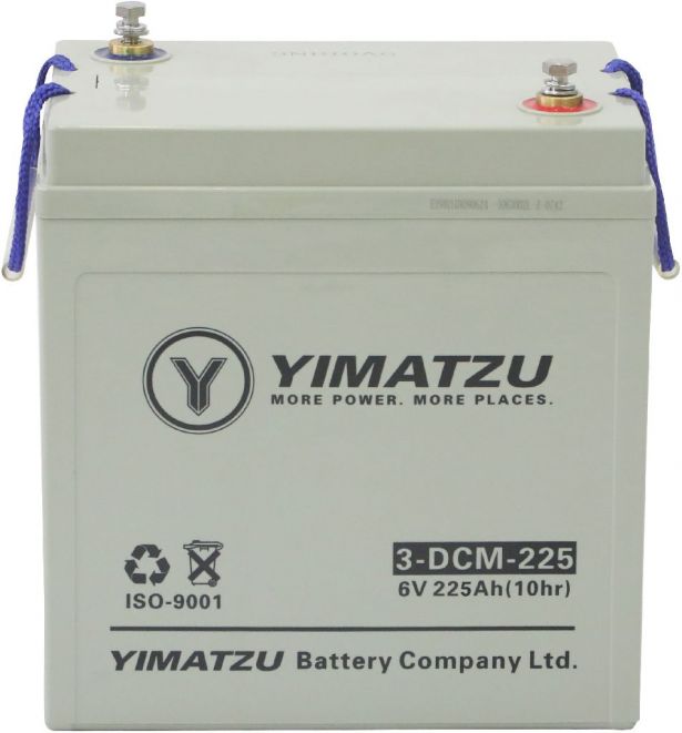 Battery - EV6225 / 3-DCM-225 / 3-EVF-225 / 3-FM-225, Group GC2, AGM, 6V 238Ah, Yimatzu, Threaded Terminals