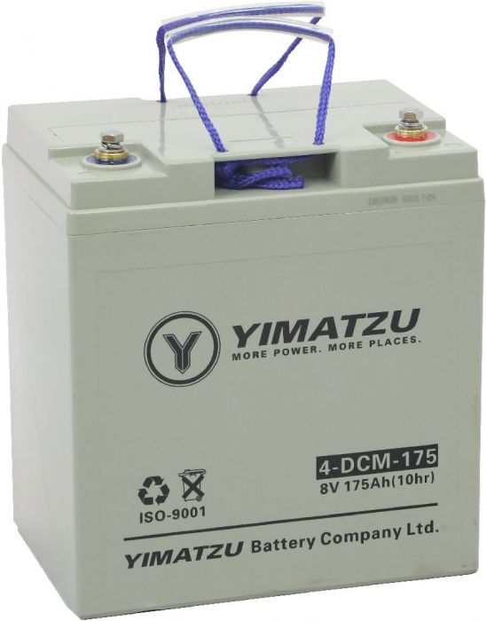 Battery - EV8175 / 4-DCM-175 / 4-DZM-175 / 4-FM-175, AGM, 8V 175Ah, Yimatzu, Threaded Terminals