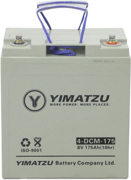 Battery - EV8175 / 4-DCM-175 / 4-EVF-175 / 4-FM-175, Group GC8, AGM, 8V 175Ah, Yimatzu, Threaded Terminals