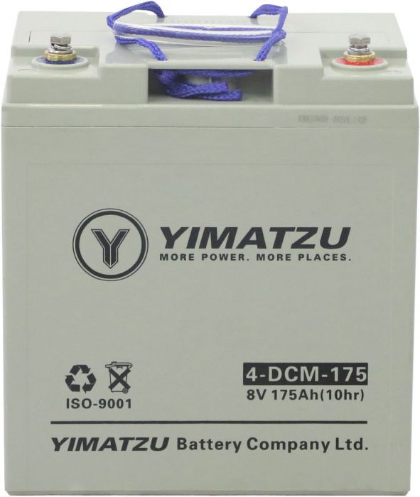 Battery - EV8175 / 4-DCM-175 / 4-EVF-175 / 4-FM-175, Group GC8, AGM, 8V 175Ah, Yimatzu, Threaded Terminals