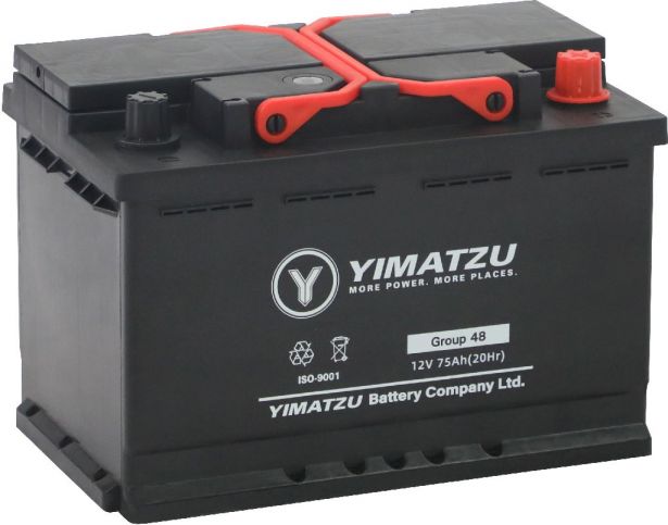 Battery - Group 48 / H6 / L3 Automotive,  12V 75Ah, 680CCA, SLA, MF, Yimatzu
