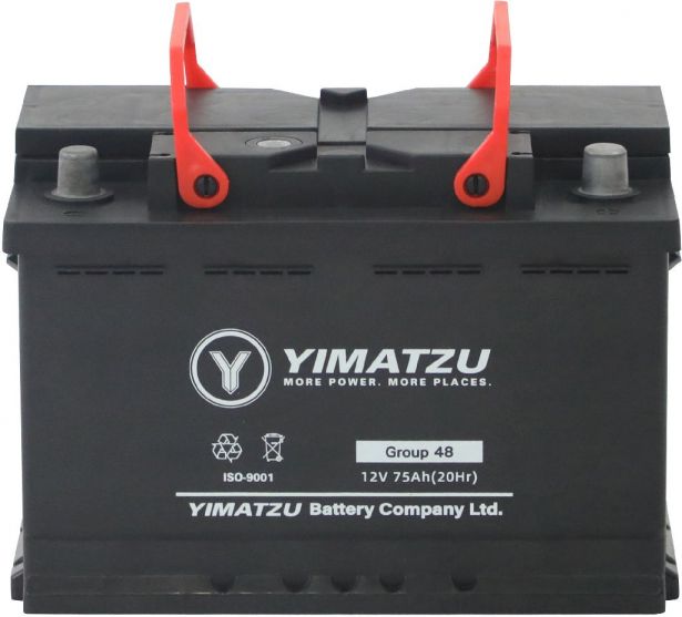 Battery - Group 48 / H6 / L3 Automotive,  12V 75Ah, 680CCA, SLA, MF, Yimatzu