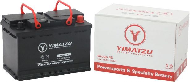 Battery - Group 48 / H6 / L3 Automotive,  12V 75Ah, 680CCA, SLA, MF, Yimatzu