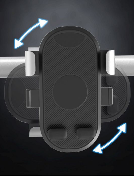 Cell Phone Mount - Side & Bottom Support Profile, 4.5-7.2 Inch Phones, 20-30mm Handlebar Mount