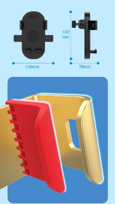 Cell Phone Mount - Side & Bottom Support Profile, 4.5-7.2 Inch Phones, 20-30mm Handlebar Mount