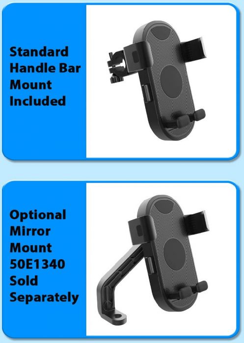 Cell Phone Mount - Side & Bottom Support Profile, 4.5-7.2 Inch Phones, 20-30mm Handlebar Mount