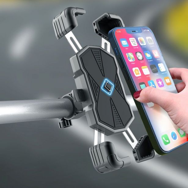 Cell Phone Mount - 4 Corner Profile, 4.5-7.2 Inch Phones, 20-30mm Handlebar Mount