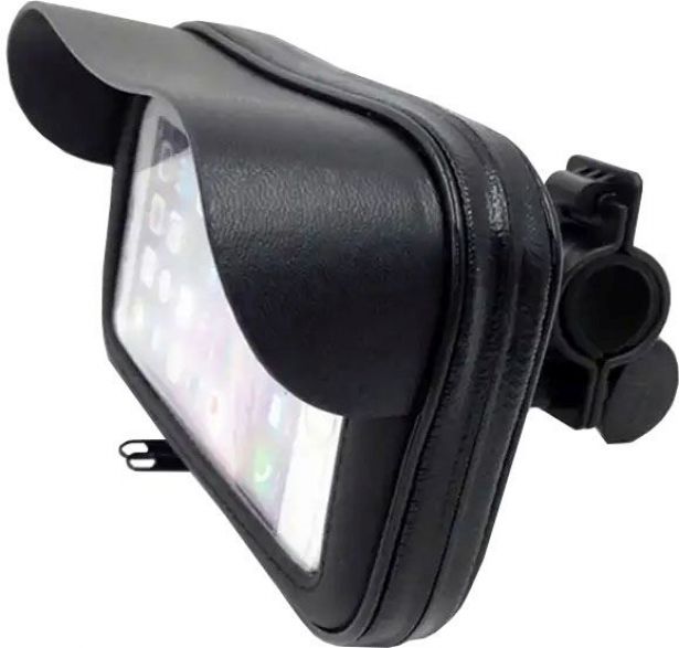 Touchscreen Cell Phone Mount - Mobile Phone Holder, Universal Fit, Black, Waterproof with Sunshade. Mount Type 1