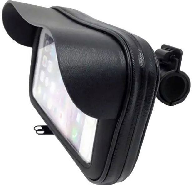 Touchscreen Cell Phone Holder - Mobile Phone Holder, Universal Fit, Black, Waterproof with Sunshade. Mount Type 2