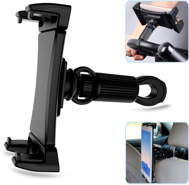 Cell Phone Mount - Universal Car Headrest, Upper and Lower Support Profile, 4.5-13.5 Inch Phones & Tablets