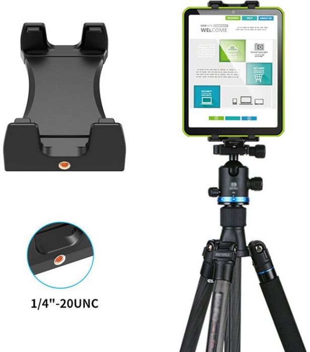 Tripod Mount - Phone & Tablet Stand, Selfie Stick, Upper and Lower Support Profile, Threaded Mounts