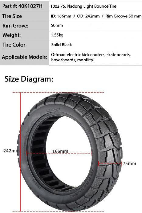 Tire - 10x2.75, Line Honeycomb, Solid, Offroad Tread, Rim Groove Width 53mm