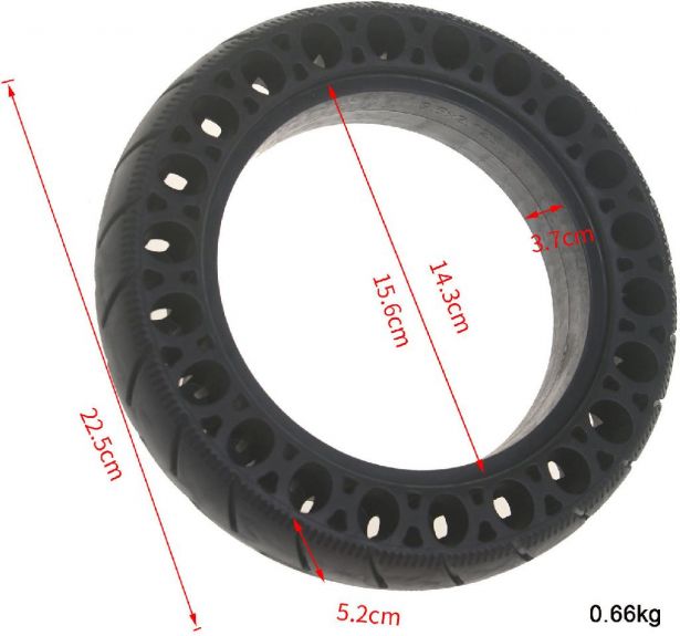 Tire - 9.5x2, Circular Honeycomb, Solid, Black