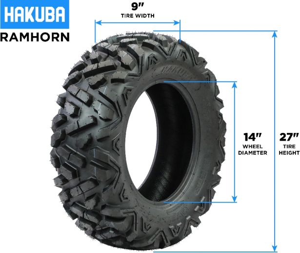 Tire - Hakuba Ramhorn Offroad, 27x9-14, 6 Ply, Bighorn Style, ATV / UTV