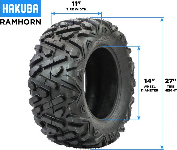 Tire - Hakuba Ramhorn Offroad, 27x11-14, 6 Ply, Bighorn Style, ATV / UTV